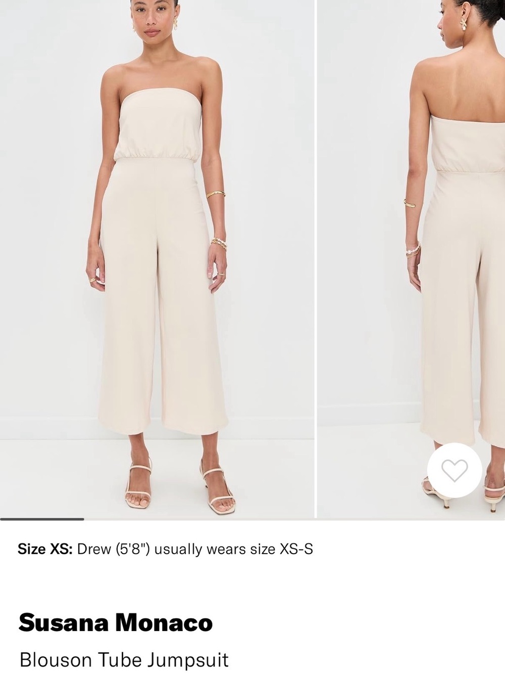 Susana Monaco Strapless Cream Wide-Leg Jumpsuit